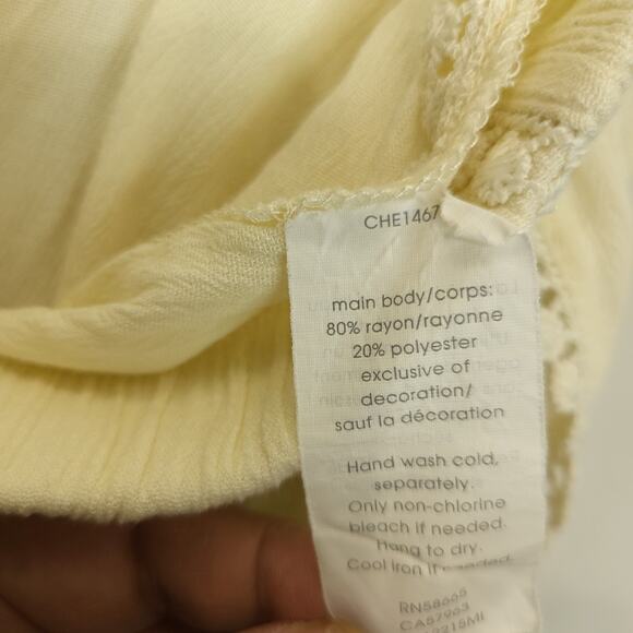 Chelsea 28 Ana Split Leg Pants Pull On Tassel Pale Yellow Women L Beachy Boho - Picture 10 of 12